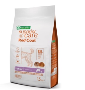 Superior Care Red Coat Grain Free Junior Small&Mini Breeds cu Somon - Hrana uscata super premium pentru cainii juniori de toate rasele cu blana roscata sau brun-roscata, 1.5kg