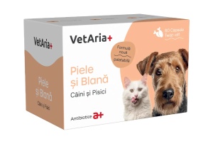 VetAria+ supliment piele & blana caini si pisici twistoff 30 capsule
