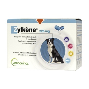 Zylkene 225 mg – Capsule calmante pentru situatii stresante la pisici si caini de talie mica, 10 capsule
