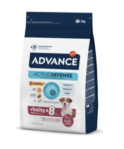 Advance Dog Mini Senior Vitality +8– Hrana uscata superpremium cu pui pentru caini seniori de talie mica, 3kg