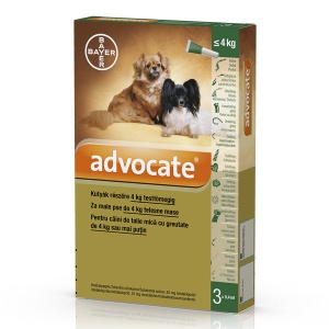 Advocate Dog - Antiparazitar extern si intern pentru caini (sub 4kg) 3 Pipete
