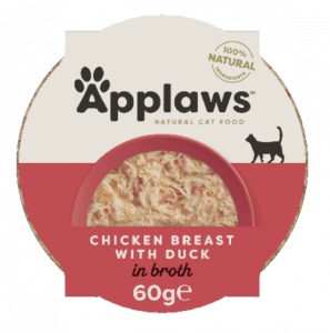 Applaws Cat Adult – Piept de Pui cu Rata in Supa, hrana umeda complementara, 60g