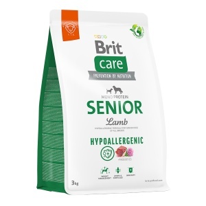 Brit Care Dog Hypoallergenic Senior - Hrana uscata cu miel pentru digestie sensibila/alergii alimentare pentru caini seniori, 3kg