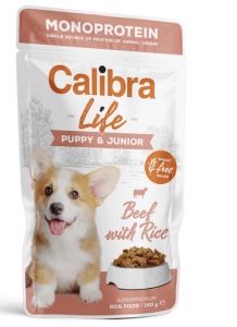 Calibra Dog Life Pouch Puppy & Junior Beef - Hrana umeda monoproteica cu vita pentru pui de caine, 150 g