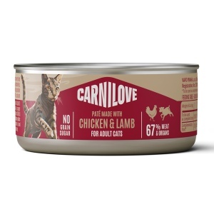 Carnilove Cat Can Pate Chicken & Lamb – Hrana umeda completa pentru pisici cu pui si miel, 100g