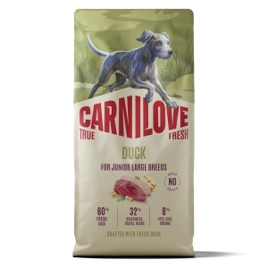 Carnilove True Fresh Dog Dry Duck Junior Large Breeds - Hrana uscata pentru caini juniori de talie mare, cu rata