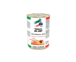 Conserva Dog Sport Somon si Seminte de in - Hrana umeda completa pentru caini adulti de toate taliile, 400g