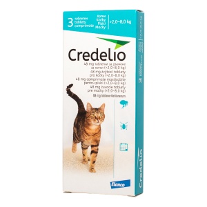 Credelio pisici 48mg - Antiparazitar extern pentru pisici (2-8kg) 3 Comprimate masticabile