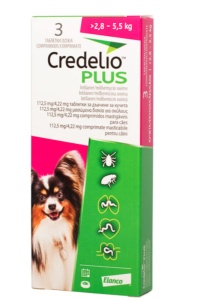 Credelio Plus - Antiparazitar extern si intern pentru caini (2.8-5.5 kg) 3 Comprimate