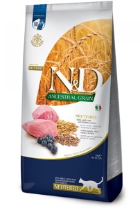 Farmina N&D Ancestral Grain Cat Adult Neutered Lamb & Blueberry 10kg – Hrana uscata completa pentru pisici adulte sterilizate