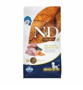 Farmina N&D Brown Dog Lamb, Spirulina & Carrot Adult Mini 2kg – Hrana uscata completa pentru caini adulti de talie mica cu blana maro