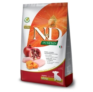 Farmina N&D Pumpkin Chicken & Pomegranate Puppy Mini 7kg – Hrana uscata completa fara cereale pentru catei de talie mica, femele gestante si femele in lactatie