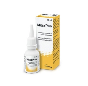 Mitex Plus - Solutie otica pentru otita externa pentru caini si pisici, 20 ml