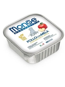 Monge Super Premium Monoprotein Fruits Pate Puppy Chicken Apple 150gr -Hrana umeda completa cu pui si mar pentru puii de caine