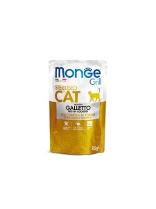 Monge Super Premium Pouches-Chunkies Sterilised Cockerel 85gr - Hrana umeda completacu cocos pentru pisici adulte sterilizate
