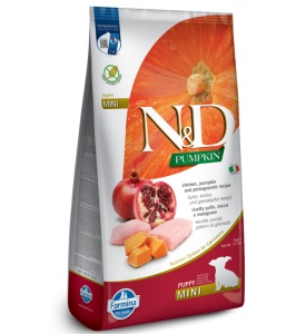 N&D Pumpkin Pui, Dovleac & Rodie Adult Mini – Hrana uscata cu pui pentru caini adulti de talie mica - Img 1