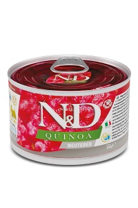 N&D Quinoa Neutered Mini 140 gr – Hrana umeda functionala pentru caini sterilizati de talie mica