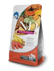 N&D Tropical Selection Somon si Fructe Tropicale Adult Medium & Maxi - Hrana uscata pentru caini adulti de talie medie si mare