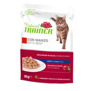 Natural Trainer Hrana Umeda pentru Pisici cu Vita in Sos pentru pisici adulte, 85 g
