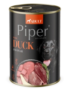 Piper – Hrana umeda cu rata si pere pentru caini adulti