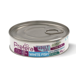 Prefera MPD Adult- Hrana umeda cu peste alb pentru pisici adulte, 85gr