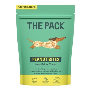 Recompensa The Pack Peanut Bites - Recompense naturale coapte la cuptor pentru caini, cu unt de arahide, 100 gr