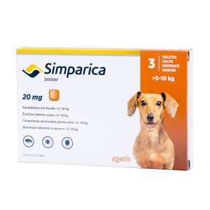 Simparica 20mg - Antiparazitar extern pentru caini de talie medie (5-10 kg), 3 comprimate