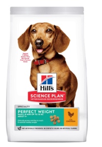 SP CANINE ADULT PERFECT WEIGHT S&M CHK - Hrana uscata cu pui pentru caini adulti de talie mica si mini cu tendinta de ingrasare, 1.5 kg