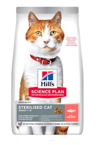 SP FELINE ADULT STERILISED SALMON - Hrana uscata cu somon pentru pisici adulte sterilizate (1–6 ani) pentru controlul greutatii si pentru sustinerea sanatatii tractului urinar