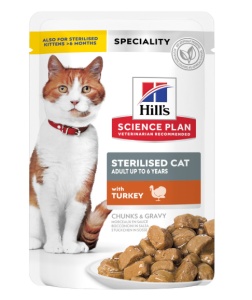 SP FELINE ADULT STERILISED TURKEY - Hrana umeda cu curcan pentru pisici sterilizate, 12 Plicuri x 85g