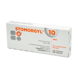 Stomorgyl 10 - Antibiotic pentru infectii buco-dentare la caini de talie medie si mare, 20 Tablete