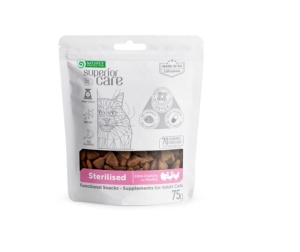 Superior Care Recompense cu Pasare pentru Pisici Adulte Sterilizate - Recompense pentru pisici adulte sterilizate, 75gr