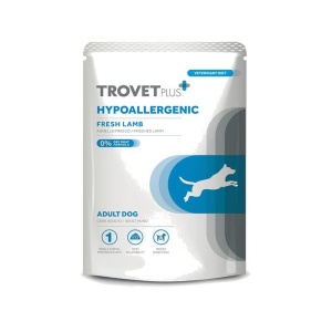 TrovetPlus Hypoallergenic Lamb 300 gr– Hrana umeda cu miel pentru diete de excludere la caini