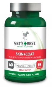Vet's Best Piele si Blana – Supliment pentru Caini – Sustine sanatatea pielii si aspectul blanii, 60 capsule