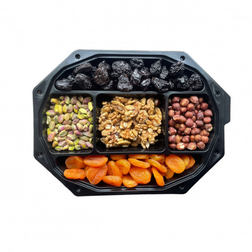 Platou "Victoria" 5 compartimente fructe uscate si nuci 850 gr