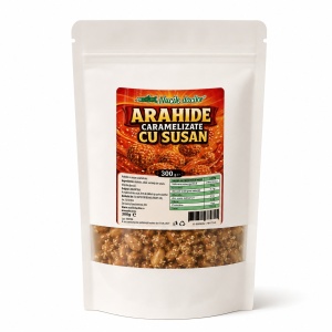 Arahide caramelizate cu susan 300 g – gustare dulce și crocantă pentru pauze și petreceri – ambalaj SmartZip resigilabil - Img 2