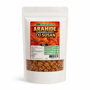 Arahide caramelizate cu susan 500 g – gustare dulce și crocantă pentru pauze și petreceri – ambalaj SmartZip resigilabil - Img 2