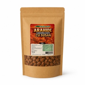 Arahide caramelizate cu susan 700 g – gustare dulce și crocantă pentru pauze și petreceri – ambalaj SmartZip resigilabil - Img 2