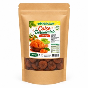Caise deshidratate naturale 1 kg –100% naturale, fără conservanți, întregi – Ambalaj SmartZip resigilabil