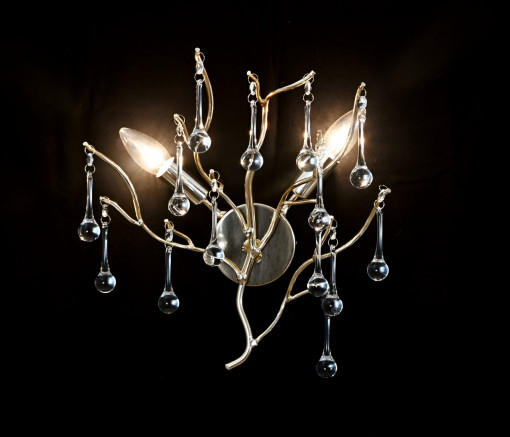 Aplica Elit's R9094/2W, Textura Cristal, Metal, 2 X E14, Auriu