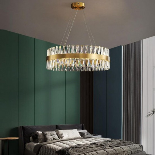 Candelabru cristal Led cu Telecomanda, Elit's, Ayala, 50W Gold