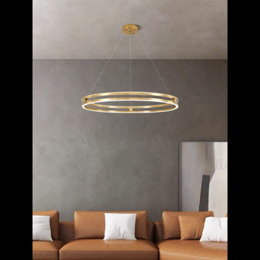 Lustra LED Cu Telecomanda, Elit's, GOLD, Design Minimalist, lumina/rece/calda/neutra intensitate reglabila, 98w, 40 cm