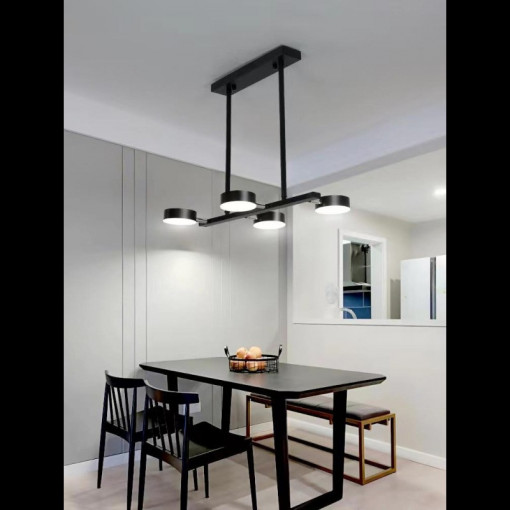 Lustra LED cu Telecomanda, NEGRU, wifi 2.4G lumina/rece/calda/neutra intensitate reglabila, 60W