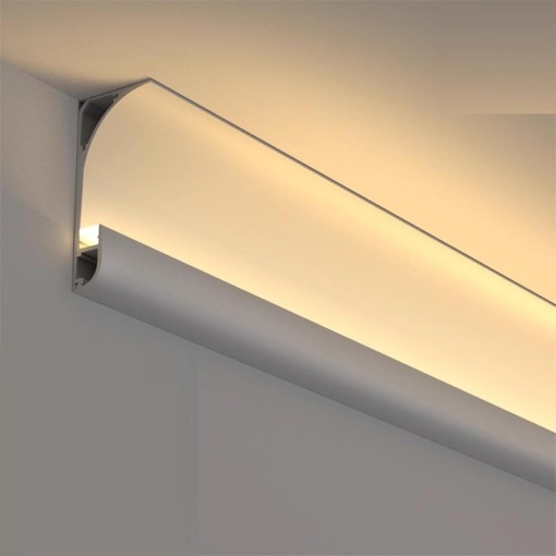 Profil LED Aplicat – Tip Scafă / Plintă, Aluminiu Alb, Lungime 3 m