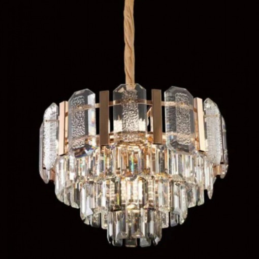 Candelabru Cristal, Elit's EsnH98031-500, 8 X E27, Auriu, 50 cm