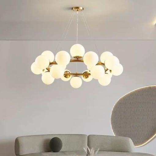 Lustra 1010-15 GD – candelabru modern cu 15 globuri, soclu G9