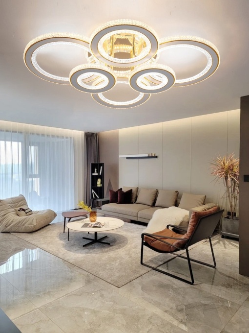 Lustra LED Cu Telecomanda, 3 Tipuri De Lumina Plus Lumina RGB, Intensitate Reglabila, 318W, Auriu