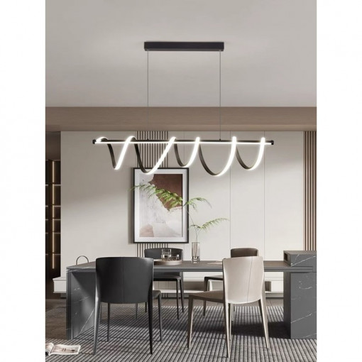 Lustra LED Cu Telecomanda, Elit's,NEGRU, wifi 2.4G lumina/rece/calda/neutra intensitate reglabila, Suspendata,94W