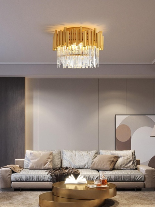 Candelabru modern cu cristale – 30 cm, culoare auriu