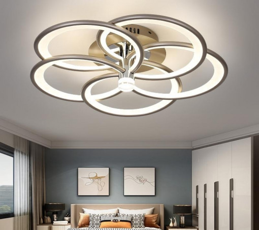 Lustra LED Cu Telecomanda, Elit's, ARGINTIU, wifi 2.4G Lumina/rece/calda/neutra intensitate reglabila, 144W